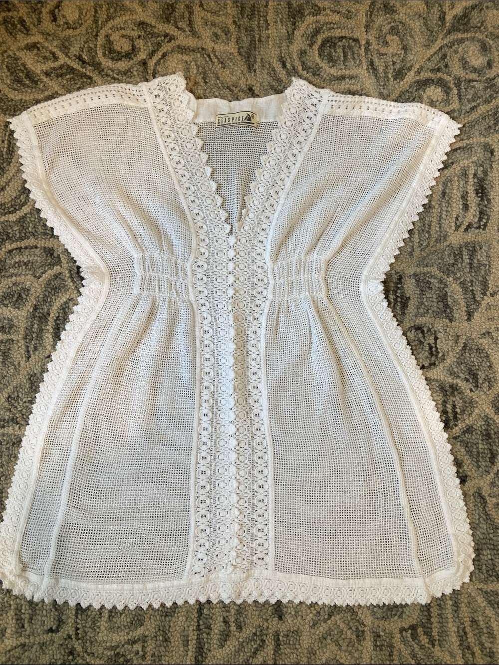 Seaspice White Crochet Resort Top - Medium